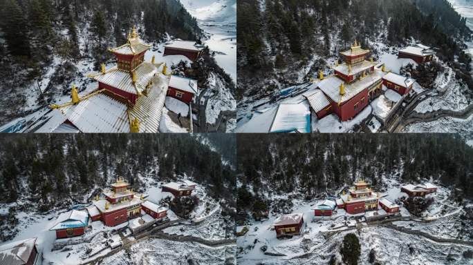 西藏嘎隆拉雪山瓦隆寺日出【精品】