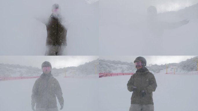 滑雪场扬起雪花嗞雪