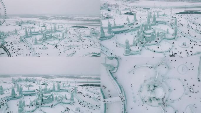 4K航拍原创第25届哈尔滨冰雪大世界