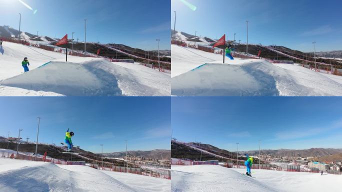 小孩单板滑雪跳台 滑雪公园 富龙