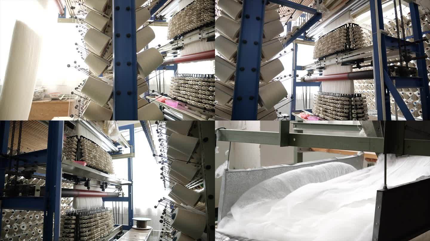 4K棉花棉被工厂纺织制作过程慢动作