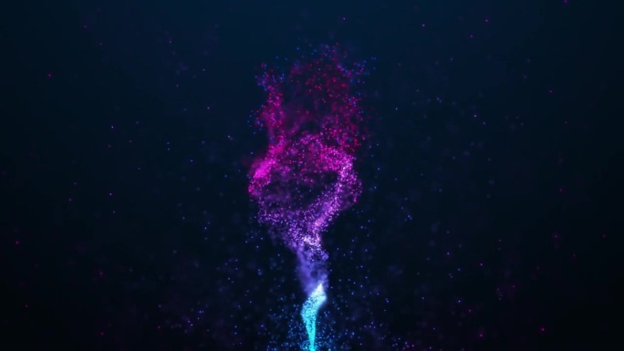 发光粒子的神奇流体动画。粒子轨迹。抽象的霓虹灯明亮的火焰闪烁和漩涡，3D动画。无缝循环4k视频。屏保