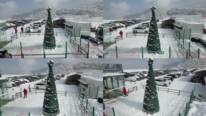 四川阿坝茂县九鼎山太子岭滑雪场风景航拍