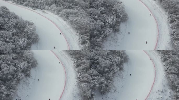 四川阿坝茂县九鼎山太子岭滑雪场风景航拍