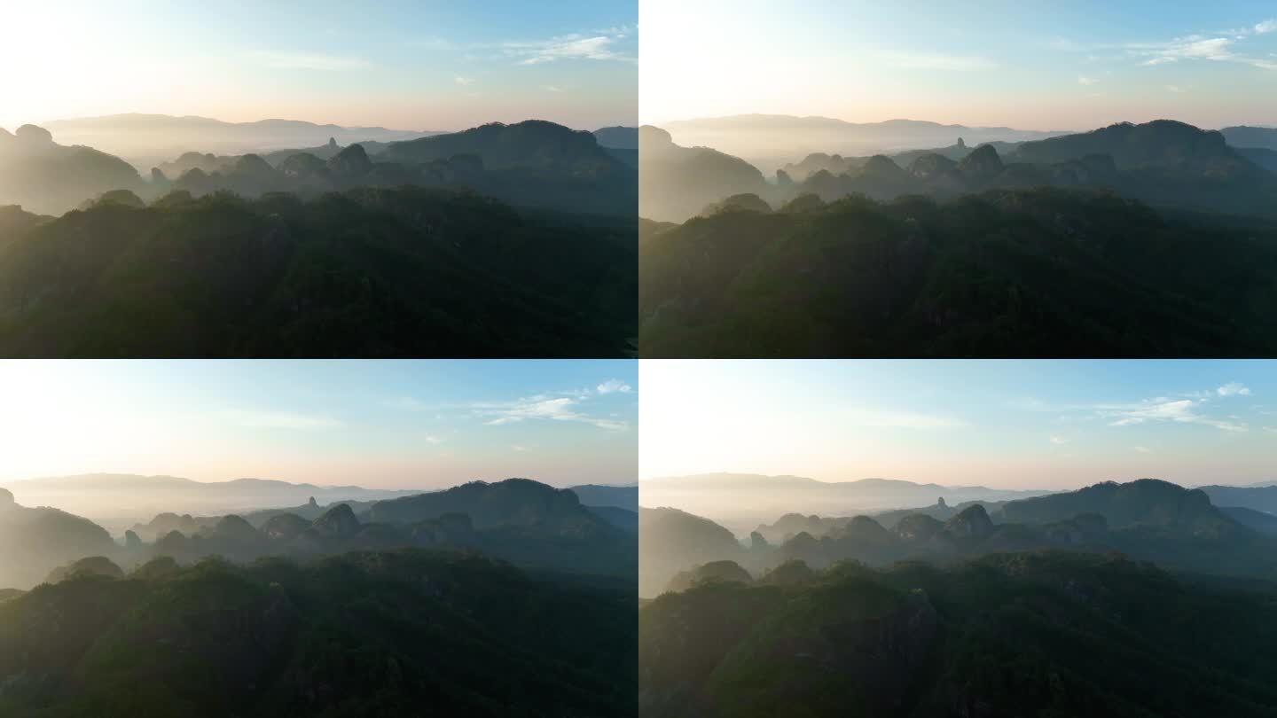 大气森林大雾连绵起伏的山脉