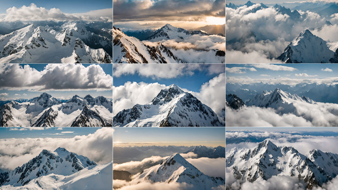 4K雪山山峰雪景风景山脉