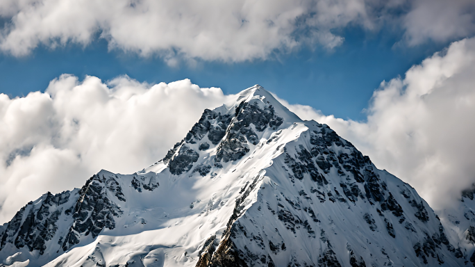 4K雪山山峰雪景风景山脉