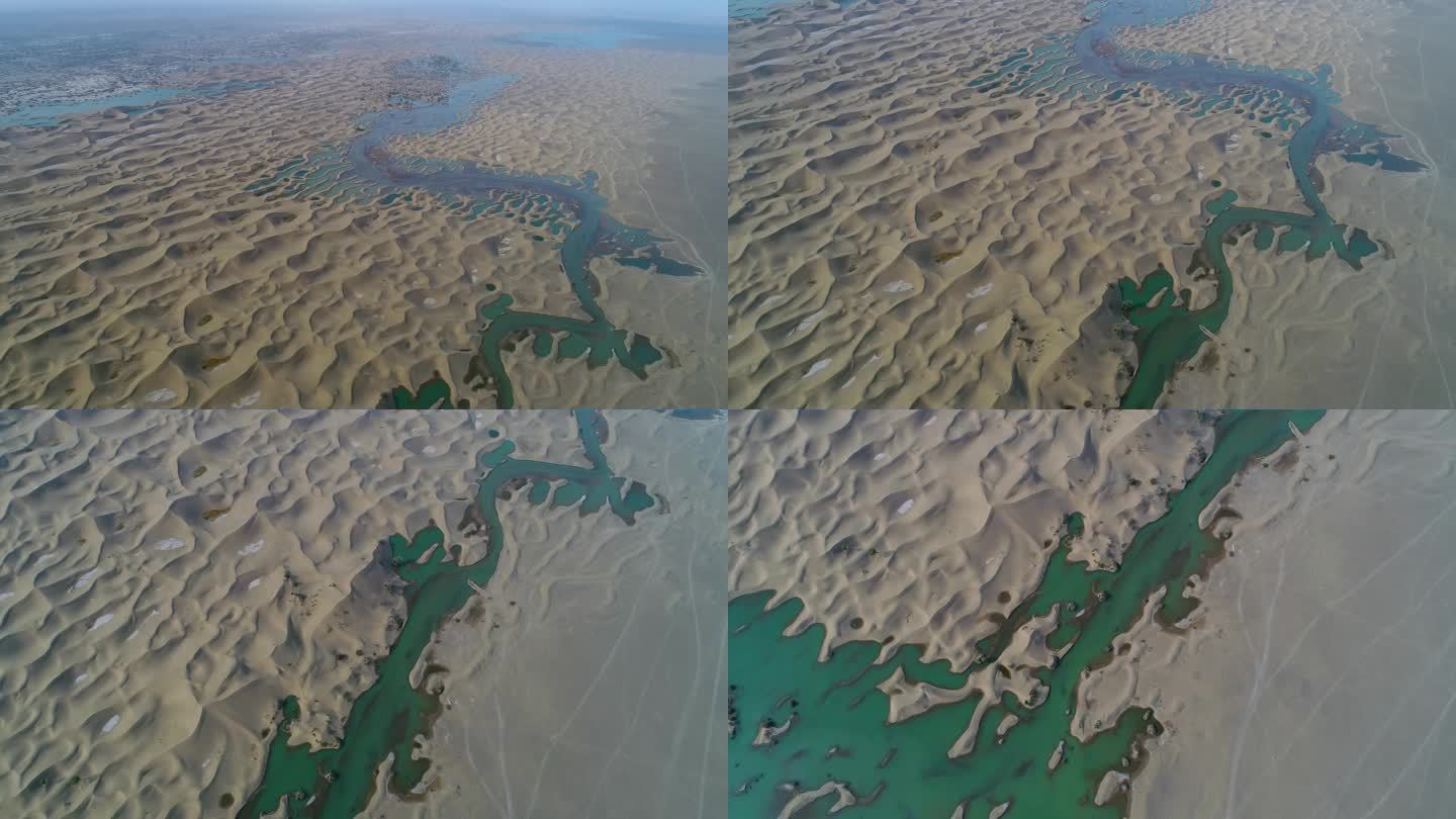 巨龙 龙形河流 河床呈现龙的图案  沙漠