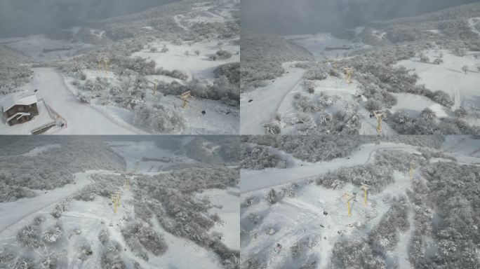 四川阿坝茂县九鼎山太子岭滑雪场风景航拍