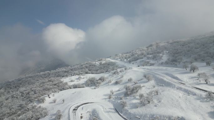 四川阿坝茂县九鼎山太子岭滑雪场风景航拍