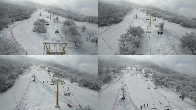 四川阿坝茂县九鼎山太子岭滑雪场风景航拍