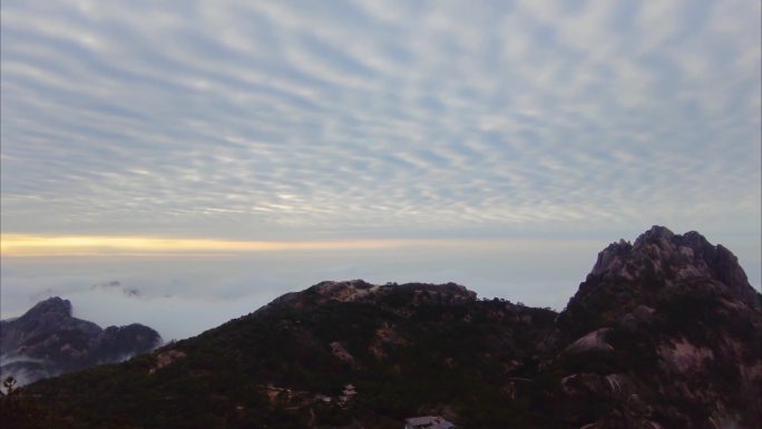 黄山风景区壮观山顶云海延时唯美风景视频素