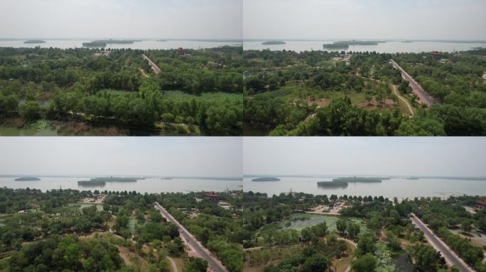 济宁太白湖新区景区风景航拍实拍