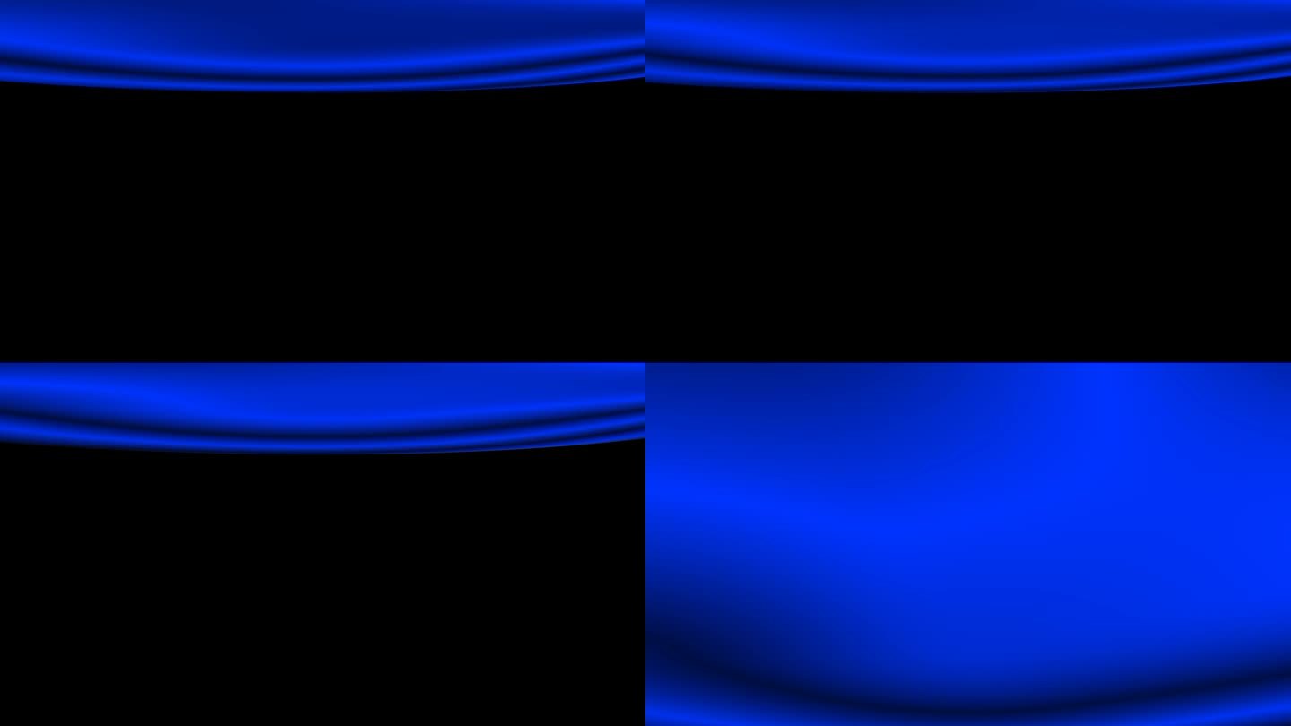 动画背景材料与蓝色缎面风格的舞台幕布向上打开(透明背景)MOV与alpha通道