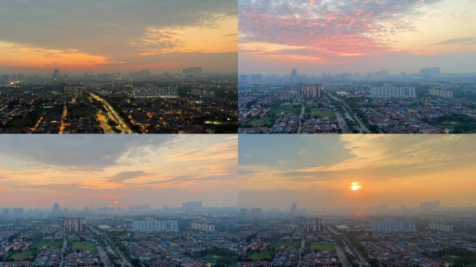 吉隆坡粉色黄色日出延时空镜头