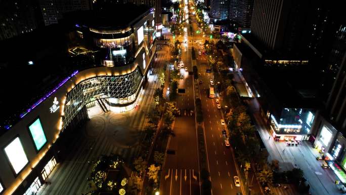 杭州钱塘新区高沙路车辆车流夜景航拍9