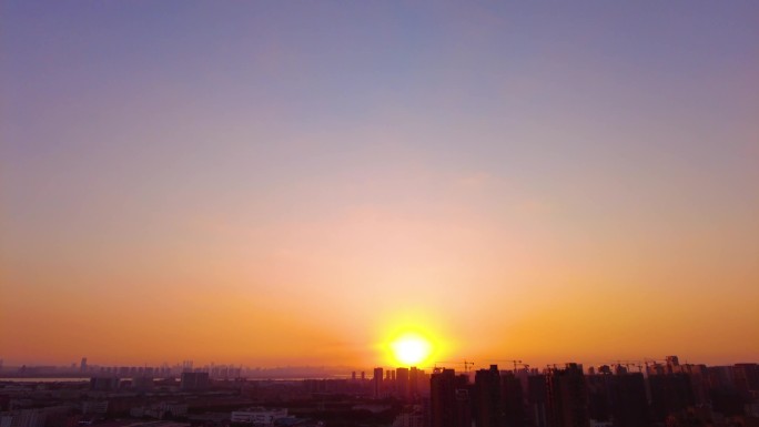 城市夕阳西下日转夜延时摄影风景视频素材