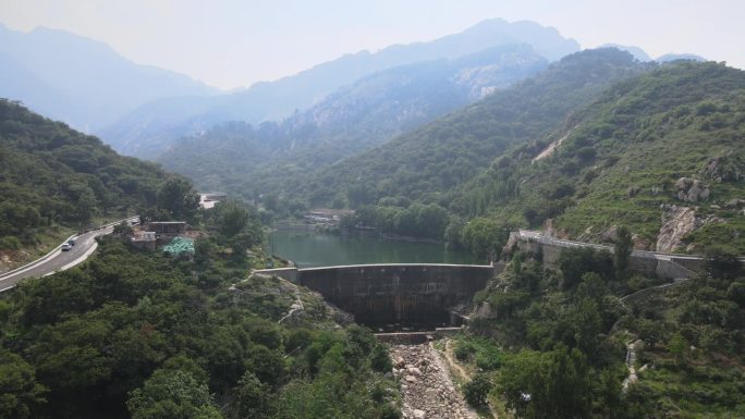 泰安玉泉寺山林自然风景航拍实拍