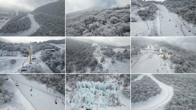 四川阿坝茂县九鼎山太子岭滑雪场风景航拍