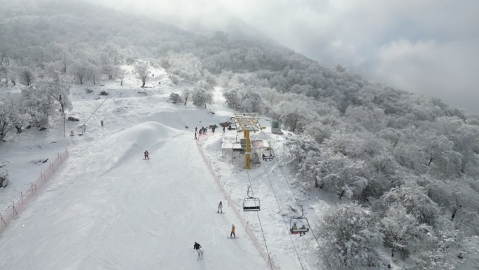 四川阿坝茂县九鼎山太子岭滑雪场风景航拍