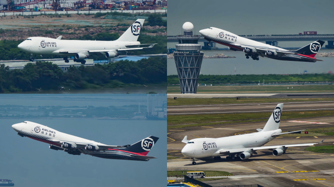 顺丰航空波音747大型货机起飞片段