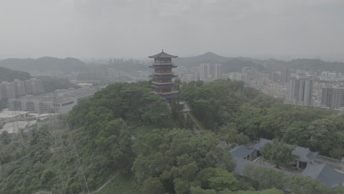 东莞凤岗宝塔山寺庙航拍视频