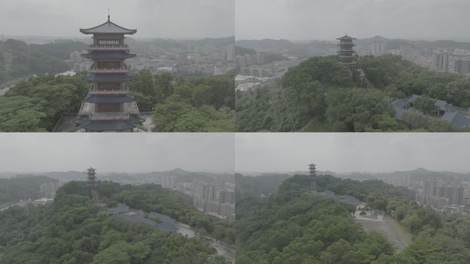 东莞凤岗宝塔山寺庙航拍视频