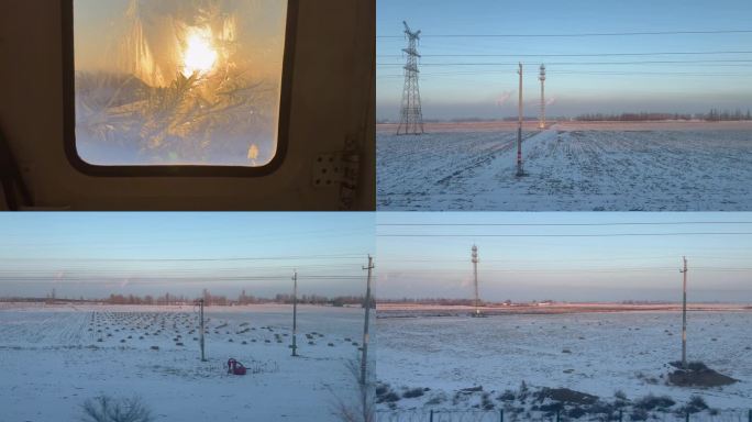 绿皮火车车窗行驶中的火车火车窗外