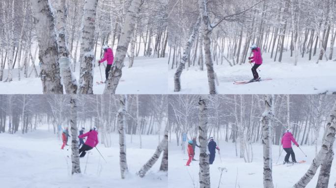 林子里滑野雪的人 崇礼万龙滑雪场