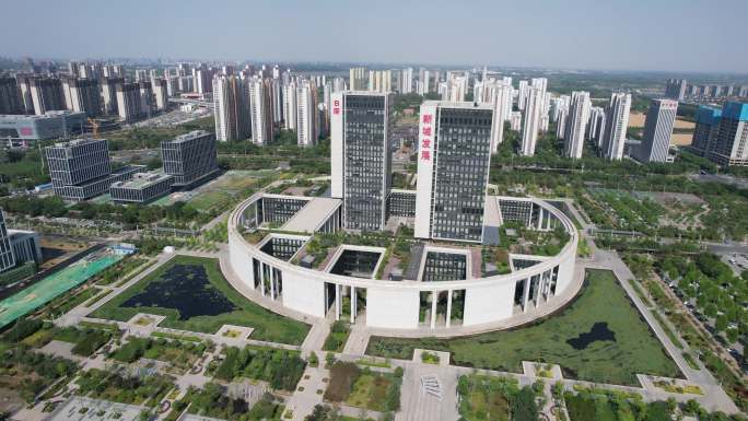 济宁新城发展大厦城市地标建筑航拍实拍