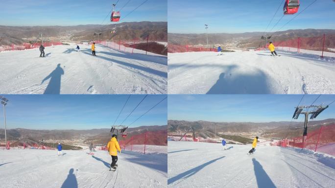 崇礼富龙滑雪场 单板滑行