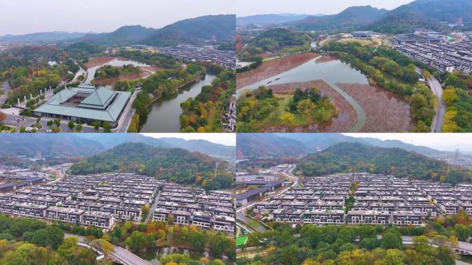 浙江绍兴会稽山景区大禹陵景区航拍越城区风