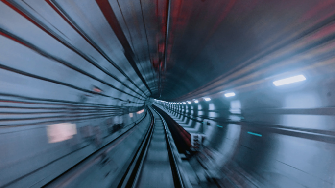 快速行驶的地铁 隧道