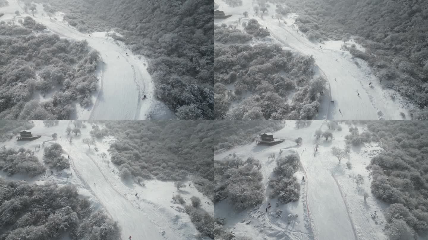 四川阿坝茂县九鼎山太子岭滑雪场风景航拍