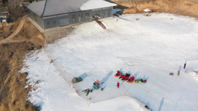 石家庄地标 抱犊寨景区 滑雪 航拍