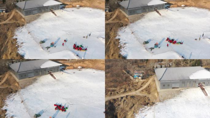 石家庄地标 抱犊寨景区 滑雪 航拍