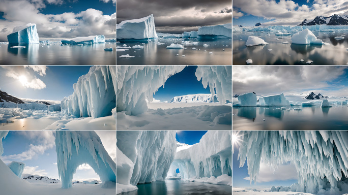 冰川/冰雪融化/南极/北极/冰天雪地