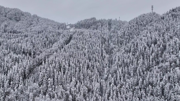 唯美雪景航拍素材