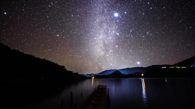 4K泸沽湖璀璨星空 高质量星空素材