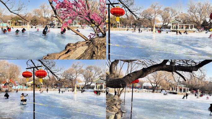 滑冰场视频场地场景4k东北滑冰车高清