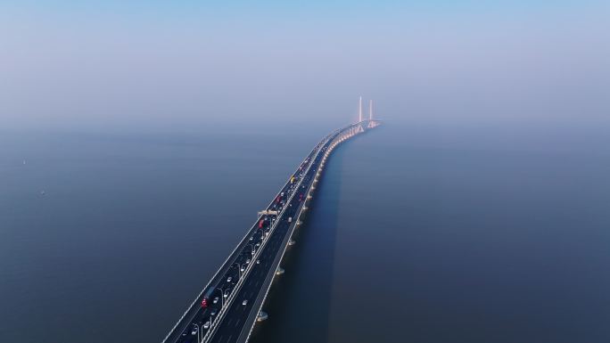 航拍上海长兴岛长江大桥
