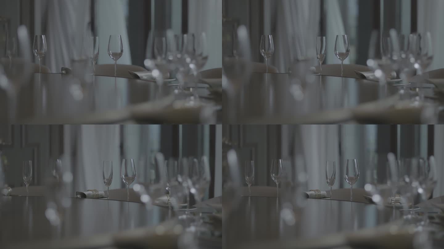 餐厅餐桌高端玻璃杯高脚杯旋转透亮效果