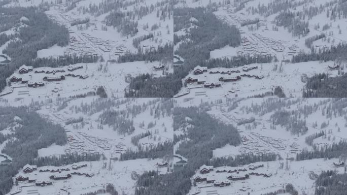 航拍新疆喀纳斯老村雪景