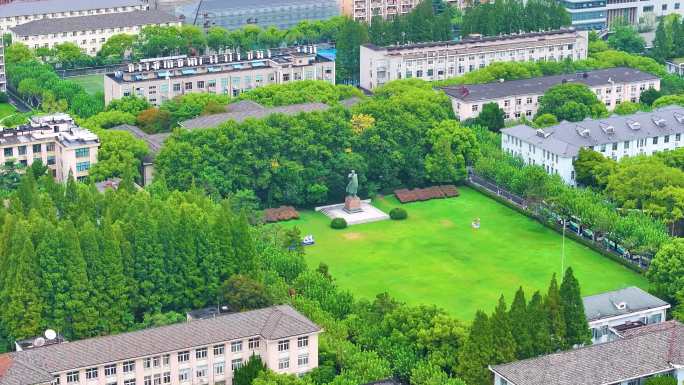 上海市华东理工大学徐汇校区航拍校园风景风