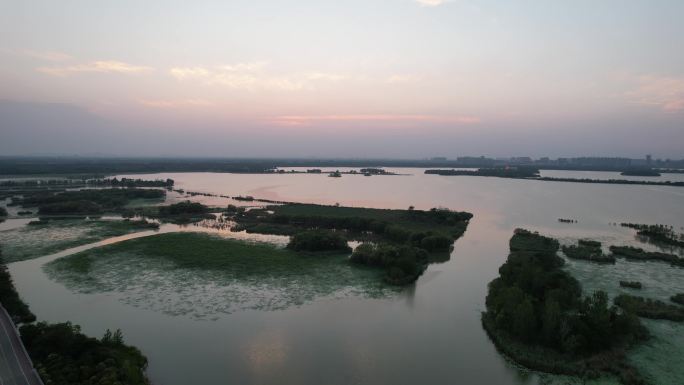 济宁太白湖景区风景航拍实拍