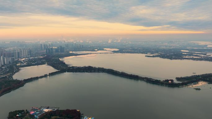 最美城中湖武汉东湖航拍冬景大片八