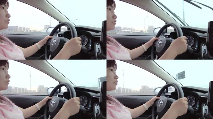 美女学习开车