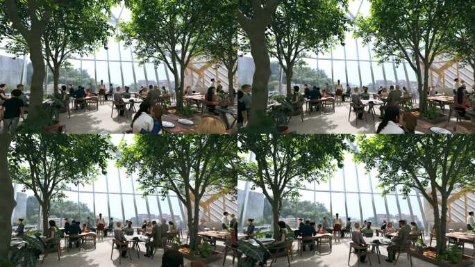 空中花园景观餐厅 三维动画CG制作。
