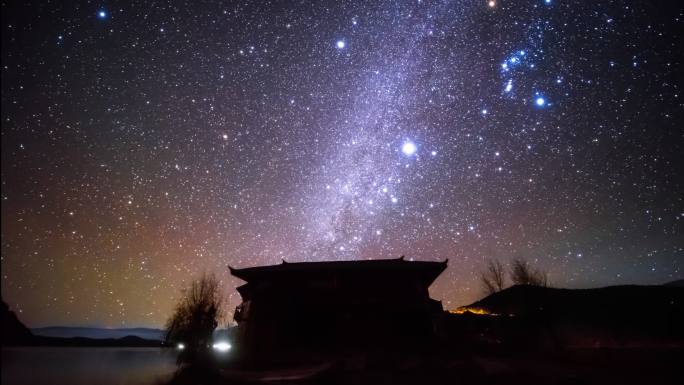 4K泸沽湖璀璨星空 高质量星空素材