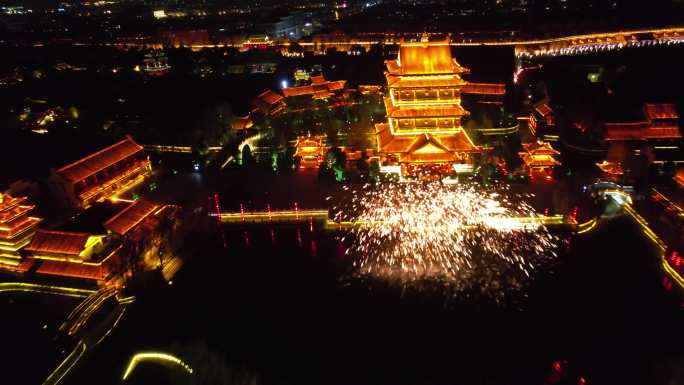 台儿庄夜景4k超清